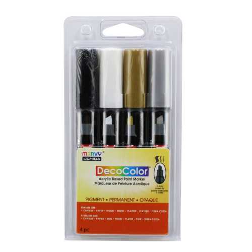 DecoColor&reg; Acrylic Paint Markers, 315-S, Chisel Tip, Classic Colors, Set of 4