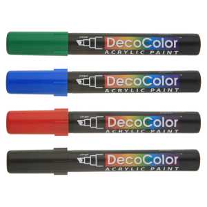 DecoColor&reg; Acrylic Paint Markers, 315-S, Chisel Tip, Primary Colors, Set of 4