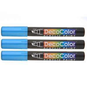 DecoColor&reg; Acrylic Paint Marker, 315-S, Chisel Tip, Metallic Blue, Set of 3