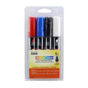 DecoColor&reg; Acrylic Paint Markers, 315-S, Chisel Tip, Basic Colors, Set of 4