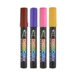 DecoColor&reg; Acrylic Paint Markers, 315-S, Chisel Tip, Bright Colors, Set of 4