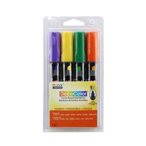 DecoColor&reg; Acrylic Paint Markers, 315-S, Chisel Tip, Festive Colors, Set of 4