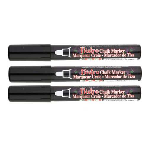 Bistro Chalk Marker Broad Tip, 480-S, Black, Set of 3