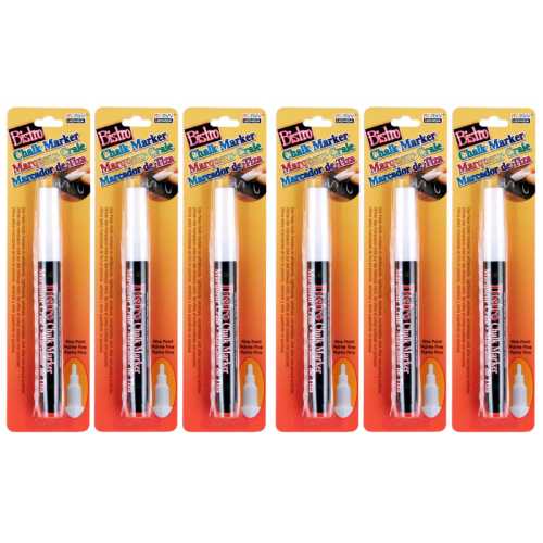Bistro White Marker, Fine Tip, Pack of 6