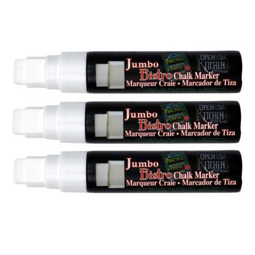 Jumbo Bistro 16mm Tip Chalk Marker, White, Pack of 3