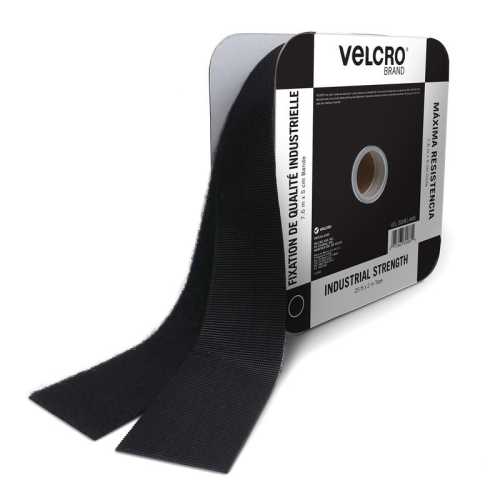 Industrial Strength Hook and Loop Tape, 25 ft x 2 in, Black