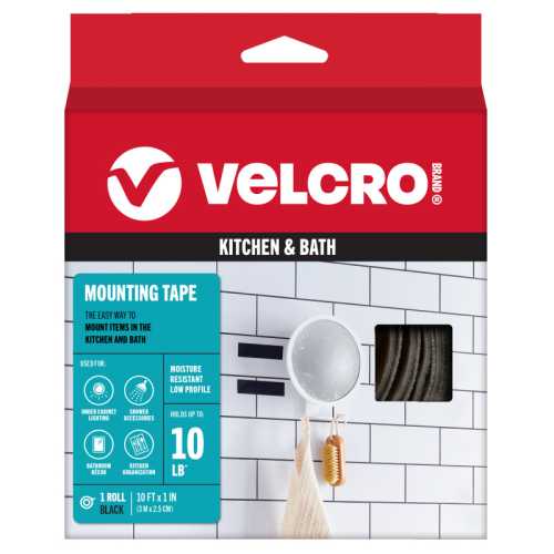 Heavy Duty Low-Profile Mounting Tape, 10 ft x 1 in, Black