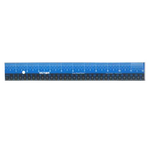 Easy Read&trade; Ruler, Stainless Steel, Blue/Black, 12