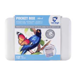Watercolor Plastic Pocket Box, 12 Pan Vibrant Color Selection