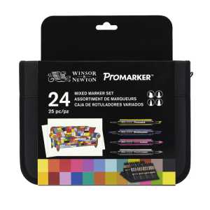 Promarker&trade; Mixed Marker Zipper Wallet, Assorted Colors, Set of 24