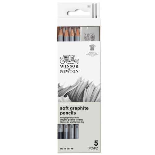 Studio Collection Graphite Pencils and Eraser, Soft, Set of 5