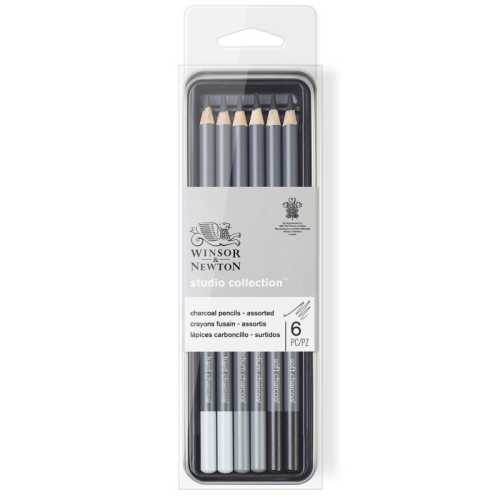 Studio Collection Charcoal Pencil Tin, Soft/Med/Hard, Set of 6