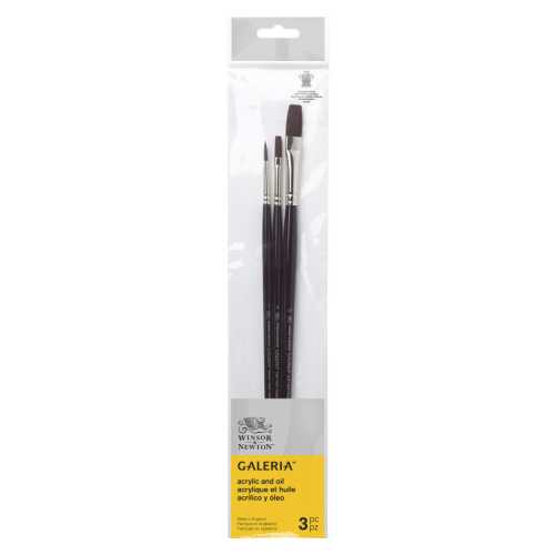 Galeria Acrylic Brushes Pack #1, Long Handle, Set of 3