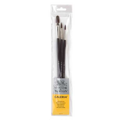Galeria Acrylic Brushes, Long Handle, Set of 3