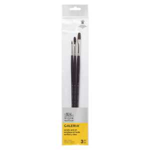 Galeria Acrylic Brushes Pack #2, Long Handle, Set of 3