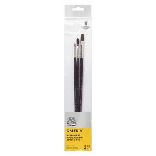 Galeria Acrylic Brushes Pack #2, Long Handle, Set of 3