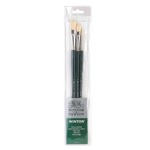 Winton Oil Brushes, Long Handle, Set of 3