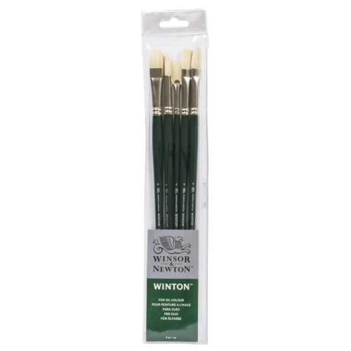 Winton Oil Brushes, Long Handle, Set of 5