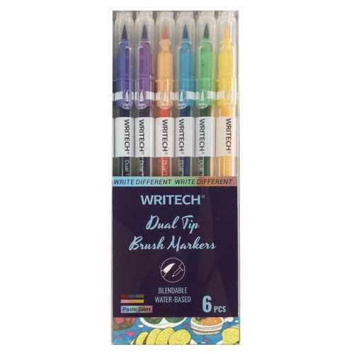 Dual Tip Brush Pens, Pastel Colors, 6 Count