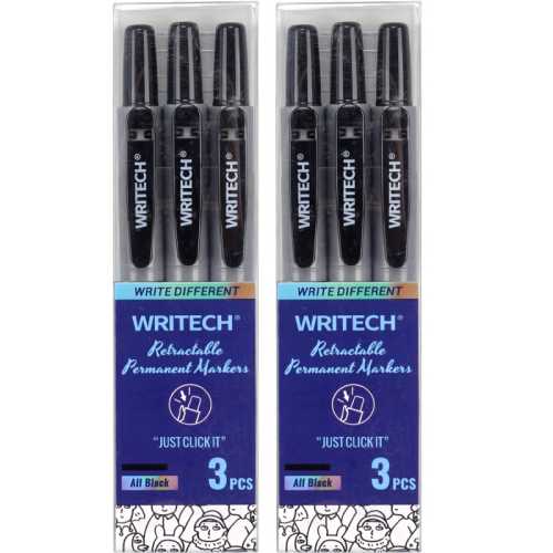Retractable Dry Erase Markers, Black, Fine Point, 2 Packs
