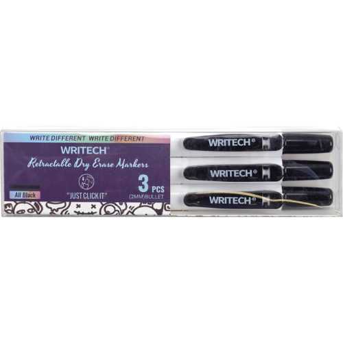 Retractable Dry Erase Markers, Black, Fine Point, 3 Count