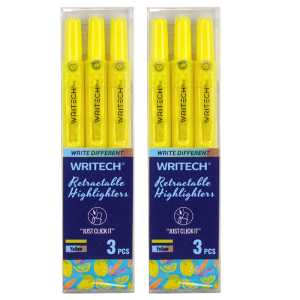 Retractable Highlighters, Neon Yellow, 2 Packs