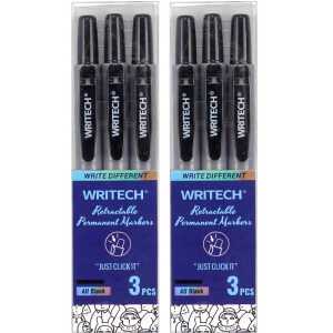 Retractable Permanent Markers, Black, Fine Point, 2 Packs