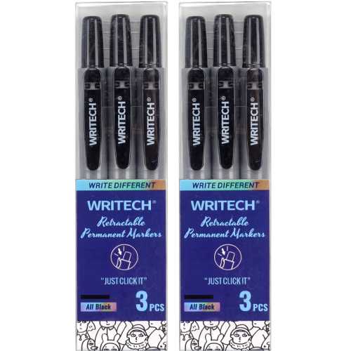 Retractable Permanent Markers, Black, Fine Point, 2 Packs