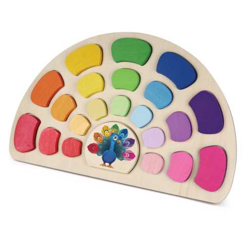 Pattern and Play Peacock Wooden Puzzle, 23 Pieces