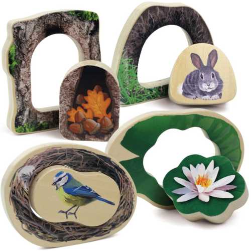 Who's Hiding? Woodland Animals Wooden Puzzles, Set of 4