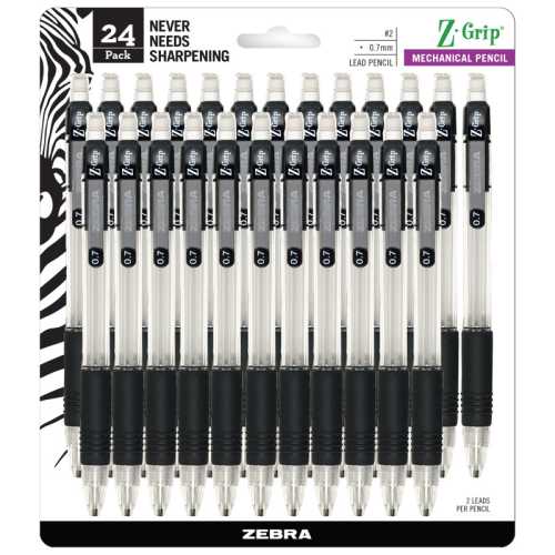 Z-Grip Mechanical Pencil, 0.7 mm, Black, 24-Pack