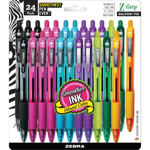 Z-Grip Retractable Ballpoint Pen, 1.0 mm, Black, 24-Pack