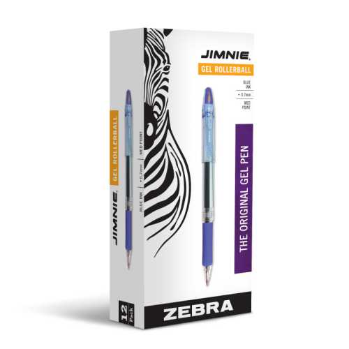 Jimnie Gel Rollerball Pens, 0.7 mm, Blue, 12-Pack