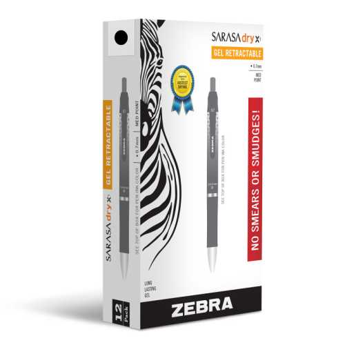 Sarasa Dry X1 Gel Retractable Pen, 0.7 mm, Black, 12-Pack