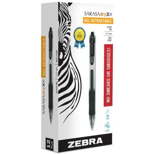 Sarasa Dry X20 Gel Retractable RDI 0.7mm Black Dozen