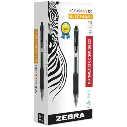 Sarasa Dry X20 Gel Retractable RDI 1.0mm Black Dozen
