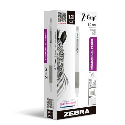 Z-Grip Mechanical Pencil, 0.7 mm, White, 12-Pack