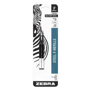 F-Series Pen Refills, 0.7 mm, Black, 2-Pack