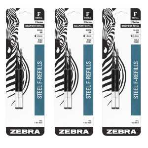 F-Series Pen Refills, 1.6 mm, Black, 6-Pack