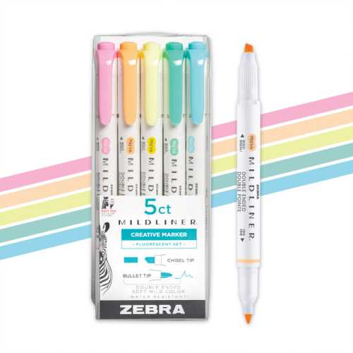 Mildliner Double-Ended Highlighter, Assorted, 5-Pack