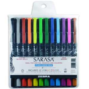 Sarasa&reg; Fineliner Pens, Assorted, 12-Pack