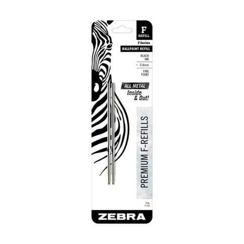 F-Series Pen Refills, 0.8 mm, Black, 2-Pack