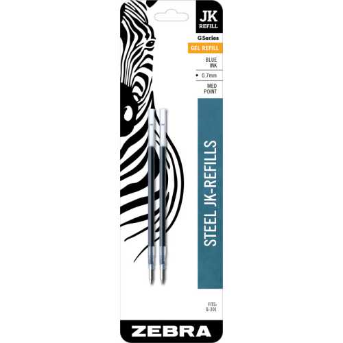 JK-Series Gel Refills, 0.7 mm, Blue, 2-Pack