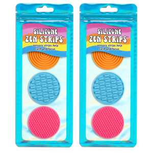 Textured Silicone Sensory Strips for Portable Fidgeting, Assorted Colors, 2 Sets of 3