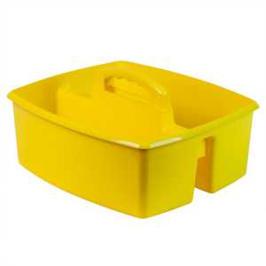 Large Two-Compartment Classroom Supply Caddy with Handle, Yellow