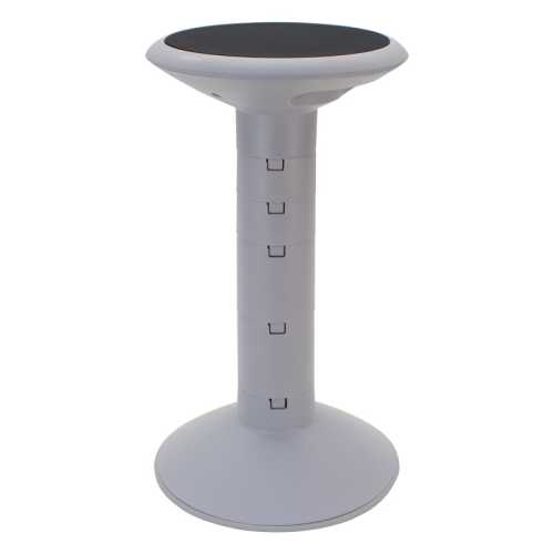 Adjustable Active-Seating Stool with Cushioned Top, 12 to 24 Inches High, Gray