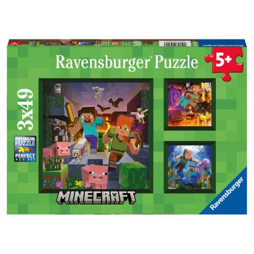Minecraft Biomes, 3x49 Piece Jigsaw Puzzle Set