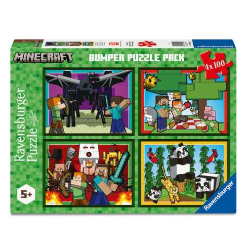 Minecraft, 4x100 Piece Jigsaw Puzzle Set