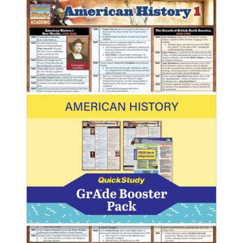 American History Grade Booster Laminated Study Guide Pack, 8.5 x 11 Inches, 3 Guides