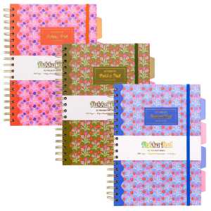 Floral B5 5-Subject Divider Notebooks, 3 Pack